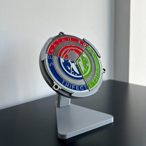 3-in-1 Spartan Trifecta Tribe Medal Wedge Display - Stand/Wall Mount/Ribbon