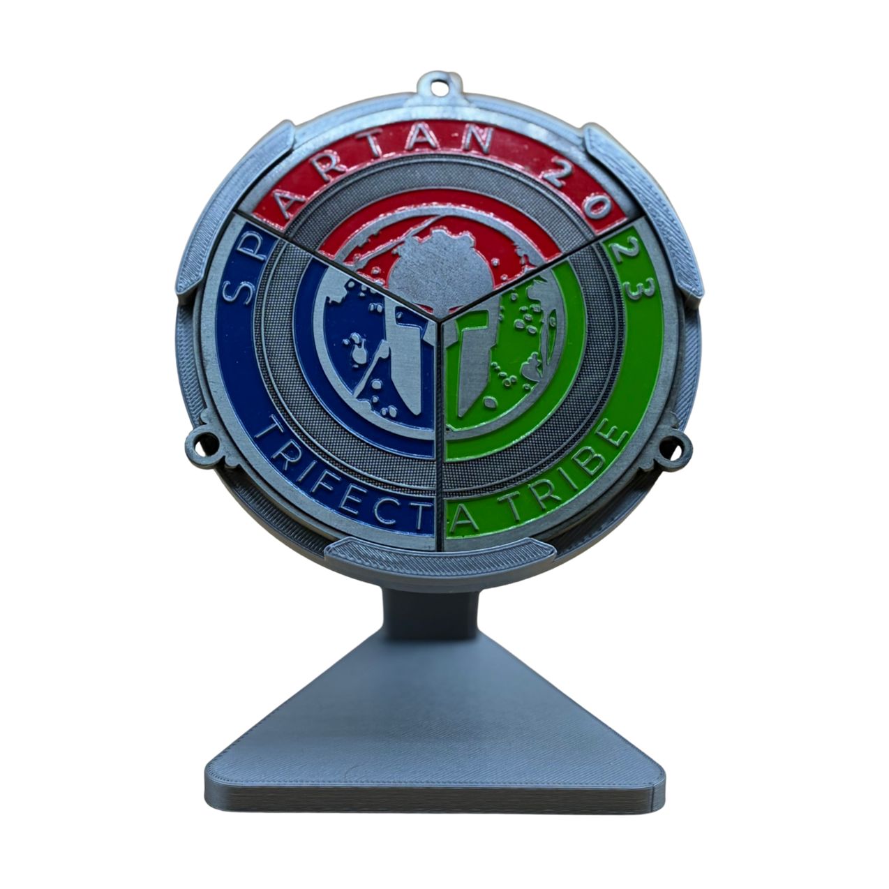 3-in-1 Spartan Trifecta Tribe Medal Wedge Display - Stand/Wall Mount/Ribbon